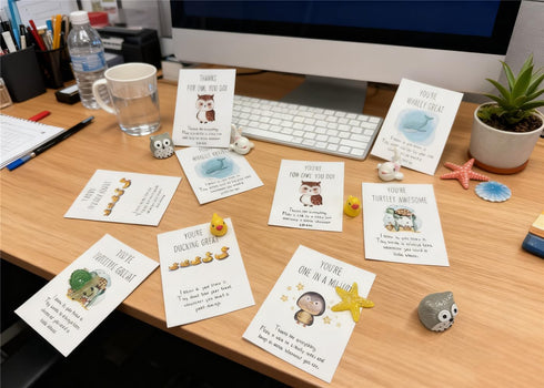 EYRBVX 25 Sets Employee Appreciation Gifts Bulk Animal Pun Note Cards For Team Staff Thank You Gift For Coworkers