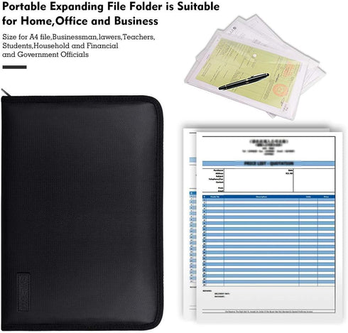 ENGPOW Expanding File Folder - A4 Size Document Organizer, Fireproof, 25 Pockets, Portable Filing