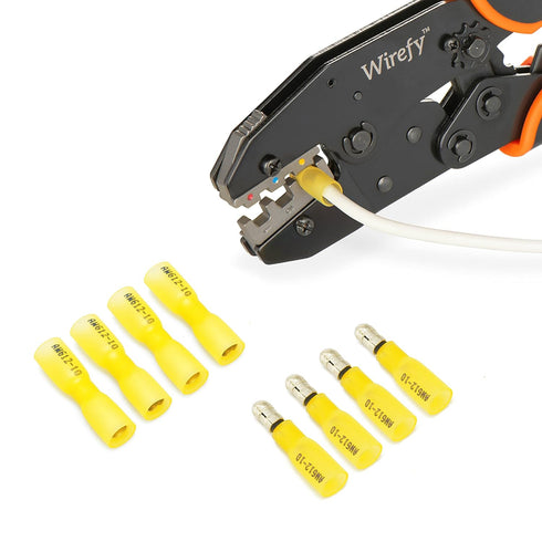 90 PCS Wirefy Heat Shrink Male Bullet Connectors, Electrical Bullet Butt Terminals - Yellow 12-10 AWG