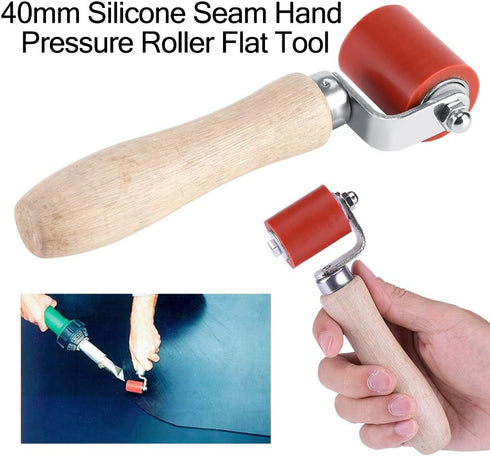 Rubber Hand Roller, 40mm Silicone High Temperature Resistant Seam Removable Hand Pressure Roller Roofing PVC Welding Tool for Air Heating Welding Installation Tool, Red