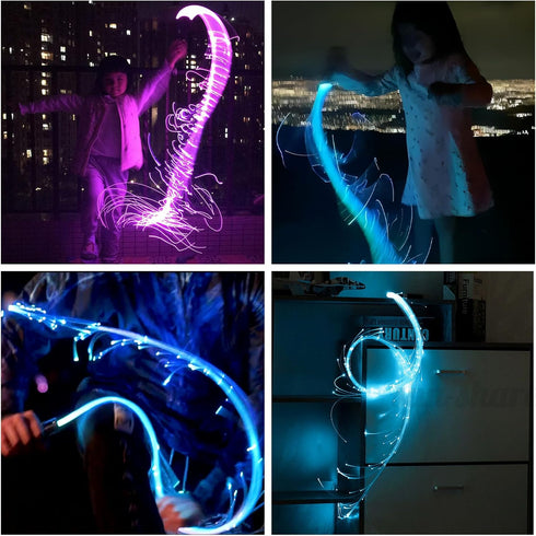 LQMEILI 6ft 12 36 360 LED Fiber Optic Whip Dance Space Whip with Colors, Color Modes Swivel Pixel Rave Whip Rave Lights