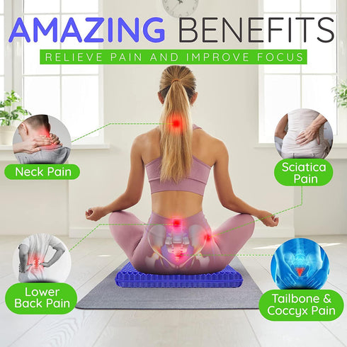 Helishy 19x19inch Gel Seat Cushion, Super Large Gel Cushion Pressure Pain Relief Seat Cushion for Long Sitting, Soft