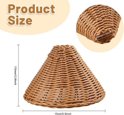 2PCS CHGCRAFT Empire Clip-On Chandelier Lamp Shades Cone Rattan Lamp Shades Replacement Clip on Lamps Shade for Floor