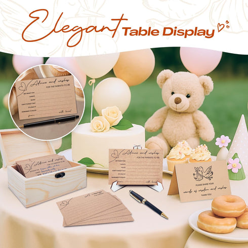 Renaco Gift Company 50 Mommy Baby Shower Advice Cards for Parents To Be - pcs Double Sided Wishes Cards with Box
