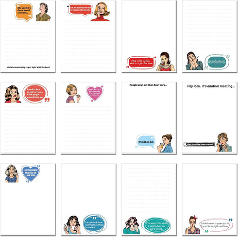 Spakon 12 Pieces Funny Notepads for Coworkers, Sarcastic Sticky Notes for Office Adult Work Gifts