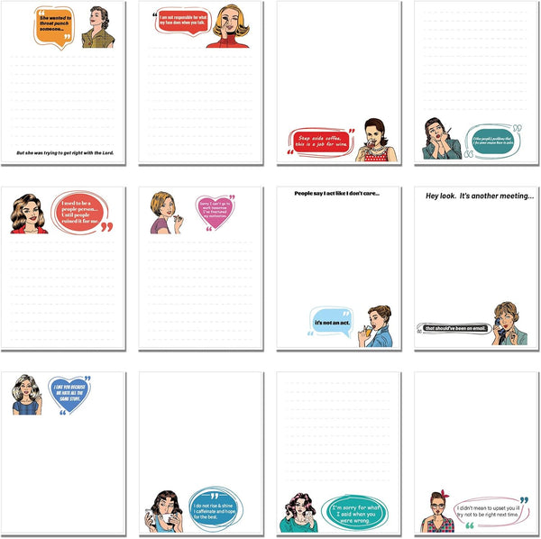 Spakon 12 Pieces Funny Notepads for Coworkers, Sarcastic Sticky Notes for Office Adult Work Gifts