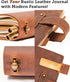 Leather Writing Journal Notebook - Handmade Refillable Travel Diary, 5.3" x 4", 180 Pages, Pen Holder, Card Holder for