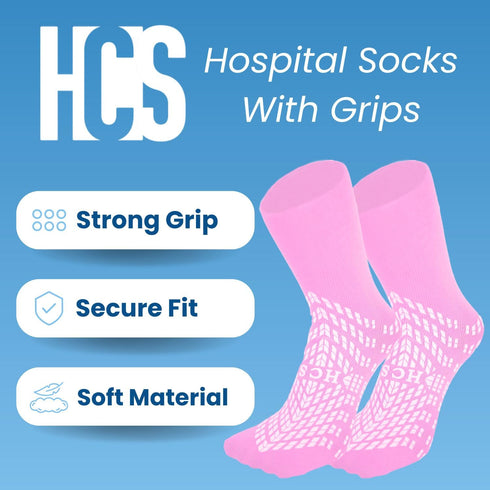 (6 360 HCS Non-Slip Hospital Socks with Grips for Women & Men Pairs) - All-Around Tread Non-Slip Sock