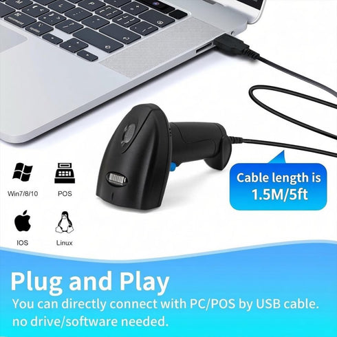 JIAN BOLAND 1D Warehouse-U1 Barcode Scanner USB Wired CCD Barcode Reader Supports Screen Scan Bar Code Scanners