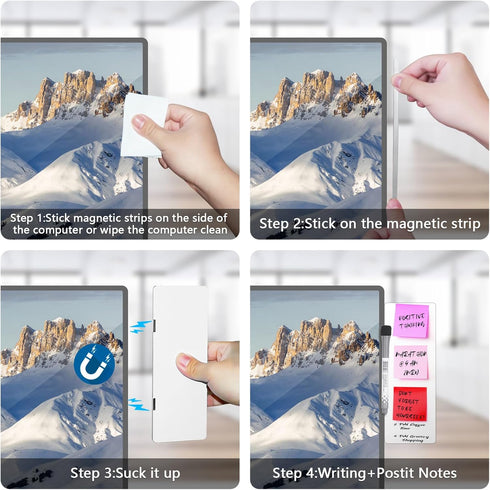 Dry Erase Monitor Memo Board - Whiteboard Memo Board for Computer Monitor with Magnetic Pen, 7.5x2.7