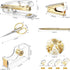 Office Supplies Set Desk Accessory Kit, Acrylic Stapler Set Staple Remover, Tape Dispenser, Binder Clips, Paper Clips, Ballpoint Pen and Scissor with 1000 Pieces 26/6 Staples (Gold) by Outus