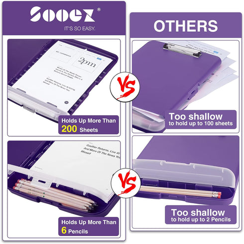 Sooez Clipboard with Storage, High Capacity Nursing Clipboards with Pen Holder, Heavy Duty Plastic Clipboard for