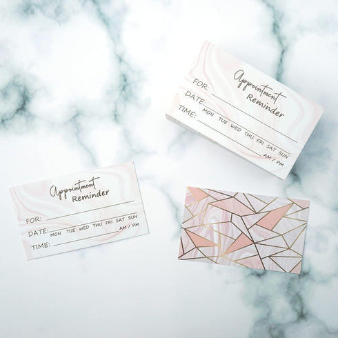 RXBC2011 Appointment Reminder Cards - Marble Pink and Gold, Pack of 100
