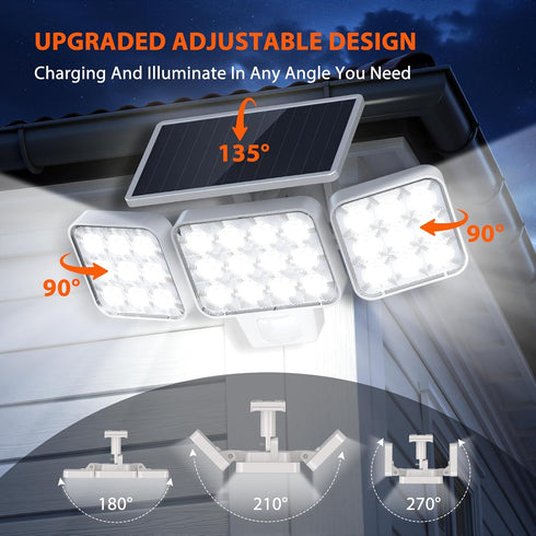 3500LM Yard-2Pack, WdtPro Solar Lights Outdoor Motion Sensor, Bright Solar Flood Lights Outdoor, Adjustable & Upgrade