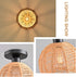 KENMI Hand-Woven Rattan Flush Mount Ceiling Light,Farmhouse Light Fixtures Ceiling Mount Boho for Hallway Bedroom