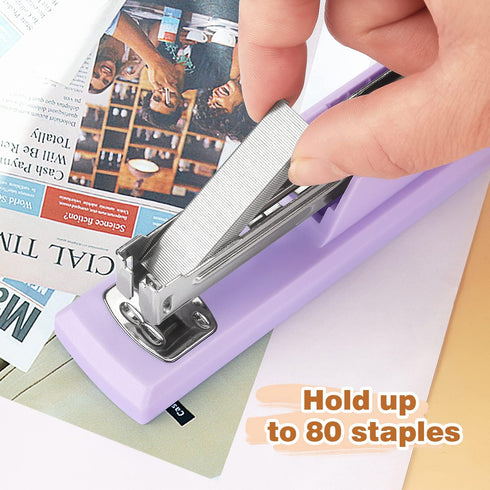 Office Stapler, Portable Durable Staplers for Desk, Stapler Supplies (Purple)