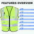 XPCARE 2-Pack Reflective Safety Vest, High Visibility Security Vest with Pockets and Zipper Front
