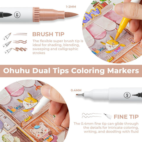 60 Ohuhu Coloring Markers & Thank You Cards with Envelopes