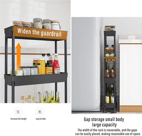Wensdr 4 39 Inches Tier Kitchen Bathroom Storage Rolling Cart Tall Slim Utility Rolling Shelf Cart with Wheels Coner
