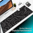 Minimalist Topographic Map Mouse Pad, Extended Large Black & White Non-Slip XXL Gaming Desk Mat with Stitch Edge