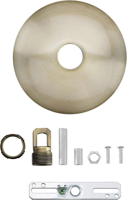 Aspen Creative 21511-31, 5" 1" Contemporary Chandelier & Light Fixture Canopy Kit w/Collar Loop, Antique Brass