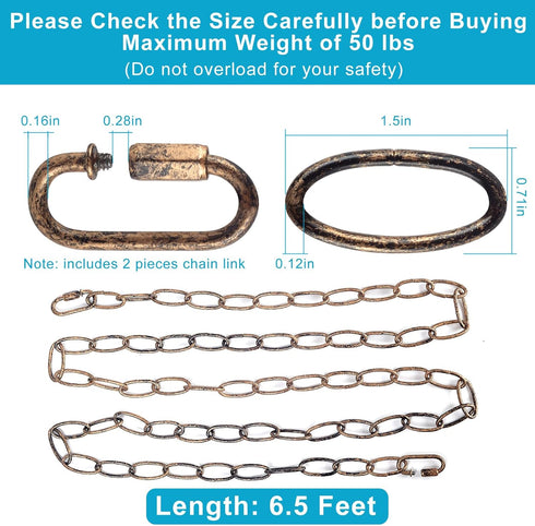 Tovmey 6.5 (3mm), 2 Feet Aged Bronze Finish Chandelier Chain Vintage Pendant Light Fixture Metal Chain with a Fake
