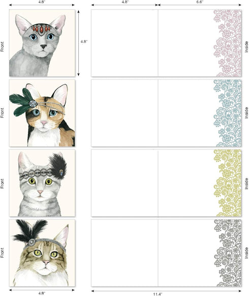 The Best Card Company 12 Beautiful Blank Note Cards Bulk - 4 x 5.12 Inch (4 Designs, 3 Each)