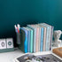 YIRUIDD Adjustable Bookends for Shelves, Metal Bookends for Heavy Books, Book Stopper Organzier with Pen Holder