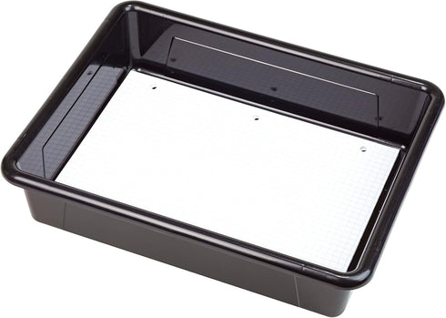 Storex Letter Size Flat Storage Tray Organizer Bin with Non-Snap Lid for Classroom, Office, Home, Black, 5-Pack
