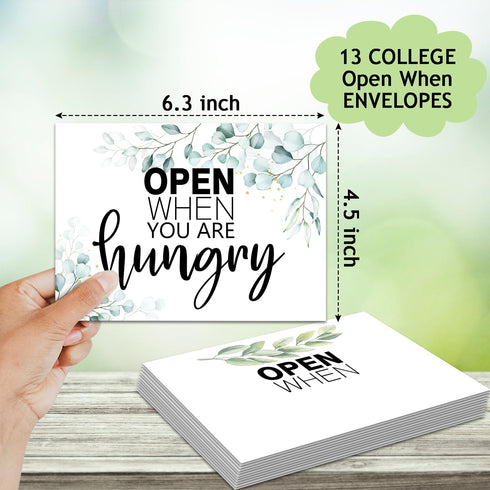 Open When Envelopes Set of 13 - Going Away Present, University Gifts, Leaving Home, Greenery Design