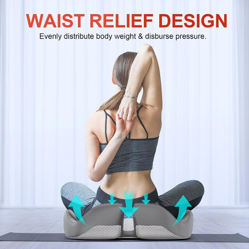 Benazcap X Large Memory Seat Cushion for Office Chair Ergonomic Cushions Pad Pillow for Pressure Relief Sciatica & Pain