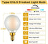 G16.5/Type E12 Dimmable Bulb, 4W 3000K 6-Pack G LED Filament Warm White Frosted Glass, Ideal for Chandeliers, Pendant
