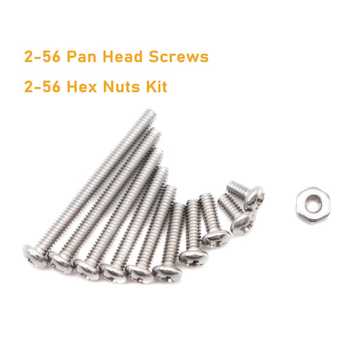 binifiMux 300pcs Assortment Kit of 2-56 Pan Phillips Machine Screws & Hex Nuts, 304 Stainless Steel