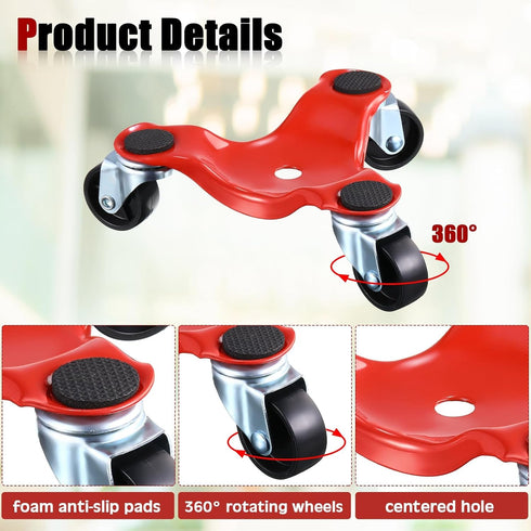 4 6. 7 Inch 3 200 Lbs Tallew Pcs Furniture Mover Dolly Wheels Dolly Steel Furniture Mover with Wheels Load Capacity