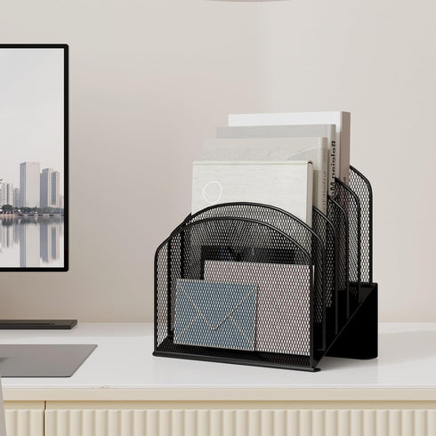 Desk File Organizer, Metal Mesh Vertical Folder Holder for Office, School, Home, 1 Pack