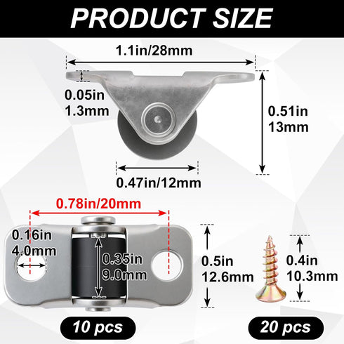 Deozu 10 1/2 Inch Pcs Mini Caster Wheels for Small Appliances, Mini Wheels, Metal Mini Casters, Small Wheels