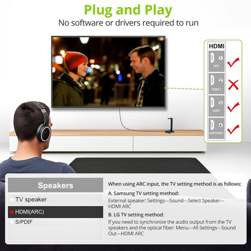 (1.5M/5ft), 192KHz/24bit, 5.1, Dolby LiNKFOR eARC/ARC to Optical Audio Extractor Cable All-in-One HDMI ARC to TOSLINK