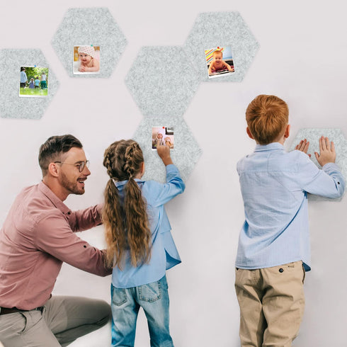 Tikea Hexagon Felt Bulletin Board, 6 Pcs Large Self Adhesive Pin Boards for Wall Decor