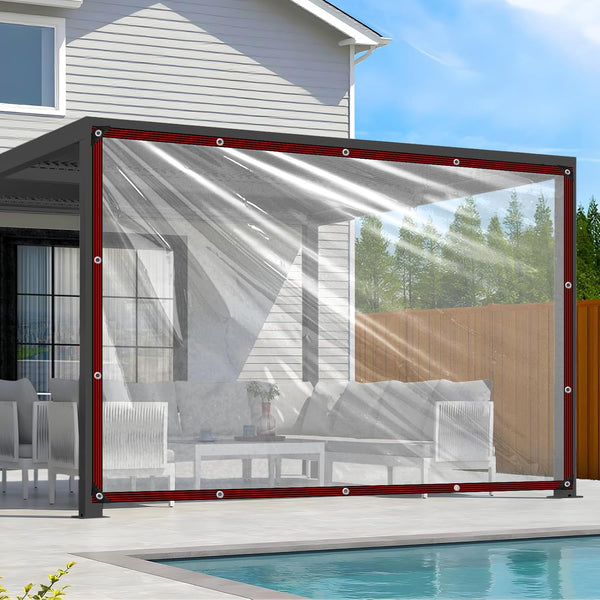 Ouckkhey Clear Tarp Waterproof 12x12 Tarps Heavy Duty Plastic Tarp with Grommets Clear