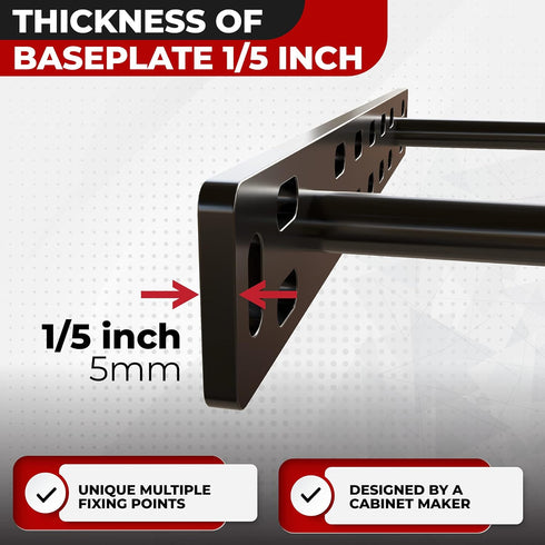 Set 2 11 inch (4 inch of Floating Shelf Brackets Multiple Mounting Location Baseplate/Heavy Duty Black Painted Mild