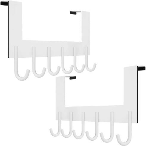 WEBI Over The Door Hook - Towel Rack and Coat Hanger for Bathroom, 2 Packs, White