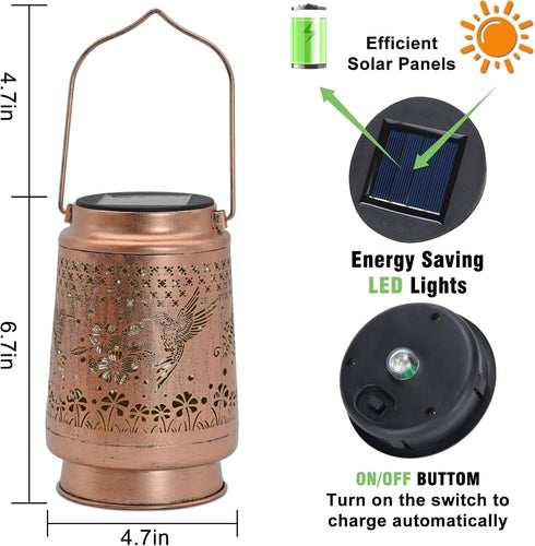 Hummingbird Mothers Day Gifts for Mom, Solar Lanterns Outdoor Waterproof - Birthday Gifts for Women, Hanging Solar