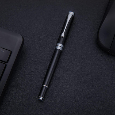 BEILUNER Ballpoint Pens, Stunning Black Chrome with Silver Trim, Best Gift Set for Men & Women, Gift Box with Refill