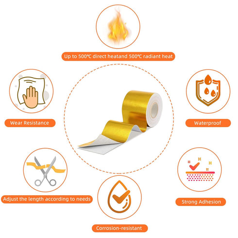 Zonon 2 Rolls Aluminum Foil Tape, Heat Shield Adhesive Reflective Material for High Temp Protection