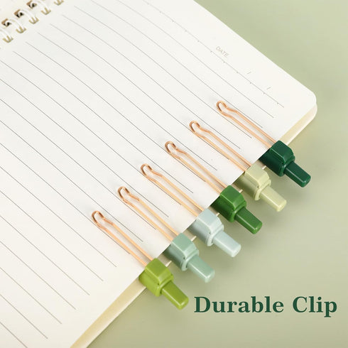 Whaline 12Pcs Retractable Black Ink Gel Pens, 0.5mm Fine Point Gradient Green Writing Pens Set for School Office