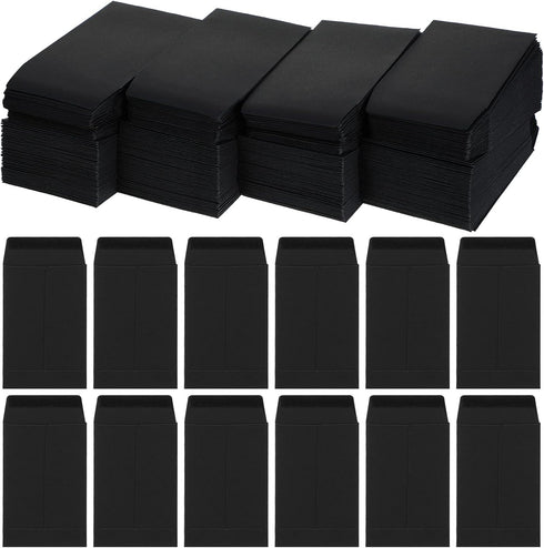 Geyee 500 Pcs Small Coin Envelopes, Self Adhesive Mini Envelopes for Cash, Black, 2.25 x 3.5 Inch
