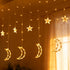 138 8.2 8 TW SHINE Ramadan Star Moon Curtain String Lights, LED FT Star Moon Hanging Lights with Modes and Timer