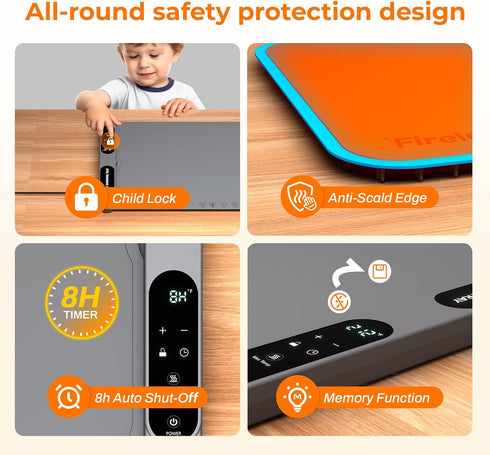 7-Temp Settings, 8s Firelex Food Warming Mat for Buffet, Silicone Food Warm Mat with Timer & Fast Heat, The Perfect