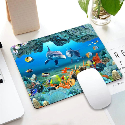 Mouse Pad, Rectangle Underwater World Dolphins Anti-Slip Rubber for Gaming Office Laptop, Cute Custom Pattern,