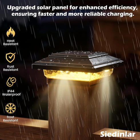 4x4 50 2 4x4 1 Pack) SIEDiNLAR Solar Post Lights Lumens Modes, Post Caps Light Outdoor Waterproof for Wooden Vinyl